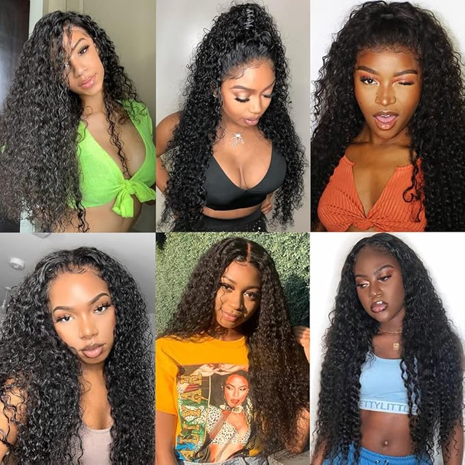 #1B Curly Hair Bundles Color 1B Kinky Curly Human Hair Bundles 8a Grade Double Weft Weave Extensions Wet and Wavy Soft Silky for Black Women 24 26 28 Inch