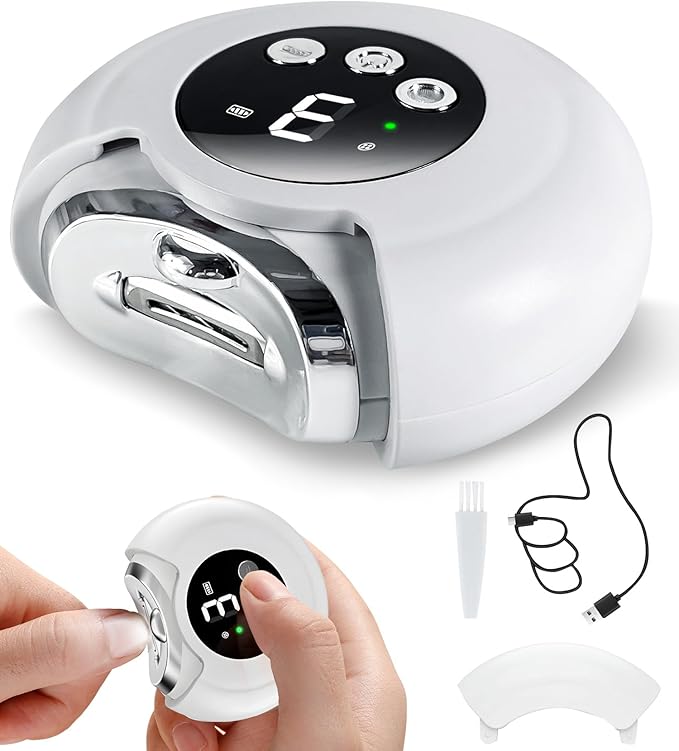 2025 New 3-in-1 Electric Nail Clippers,360° Rotation, 3-Speeds, Polishing Automatic Nail Trimmer with Nail Chip Storage & LED Light, Rechargeable Safety Trimmer for Women, Men, Baby, Seniors