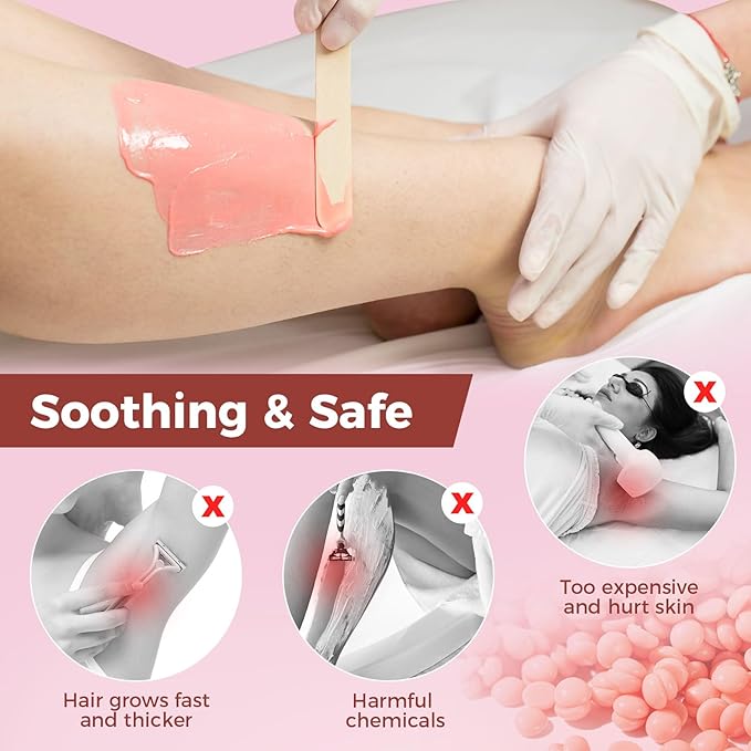 Wax Beads, Hard Wax Beads Hair Removal - 2.5 lbs Wax Beads for Sensitive Skin - Hard Wax Recommended for Full Body Bikini Brazilian Waxing (Cherry Blossom)