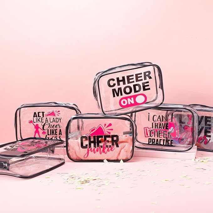 Abbylike 12 Pcs 7 x 4.7 x 2.4'' Cosmetic Bag Gifts Accessories for Makeup Bags PVC Cheer Case Clear Toiletry Zipper Pouch for Women Christmas Xmas