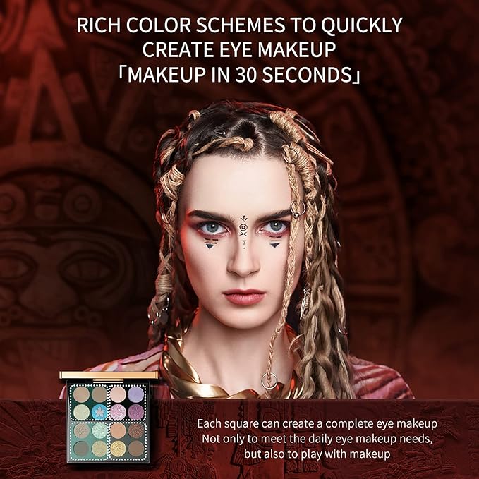 zeesea Egypt Eyeshadow Palette Maya Collection, Matte Shimmer Glitter Blendable High Pigmented 16 Shades Eye Makeup Palette (#08 CHERRY BLOSSOMS)