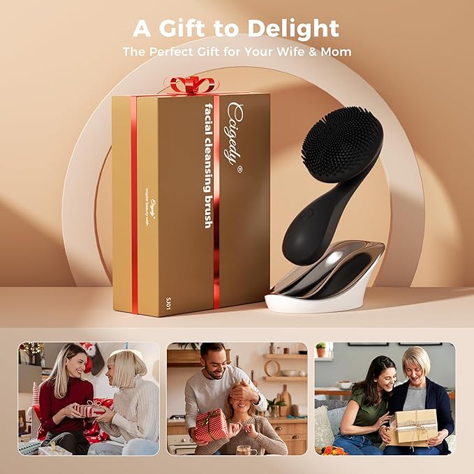 2 in 1 Facial Cleansing Brush,Rotating Magnetic Beads & Massage Cleaning Silicone Face Scrubber,Waterproof and Rechargeable Face Scrub Brush