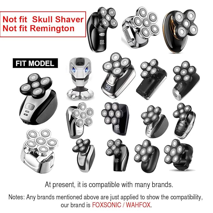 Universal Magnetic 7 Blades Head Shaver Replacement Blades for FREEDOM FREEBIRD and Other Brands Head Shaver (CX7 BLACK)