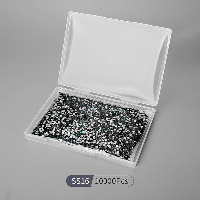10000PCS Emerald Rhinestones Bulk, Flat Back Crystal Glass Stone Round Gems,SS16, 3.8-4.0mm