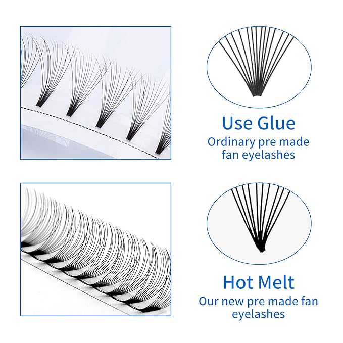 WENDY Lash Extension Premade Fans Eyelash Extensions 320PCS Pre Made Fans Lash Extensions 10D Lashes Extension 0.07mm C Curl Promades Eyelash Fans Mixed 9-16mm(10D-0.07-C, 9-16mm Mixed Tray)