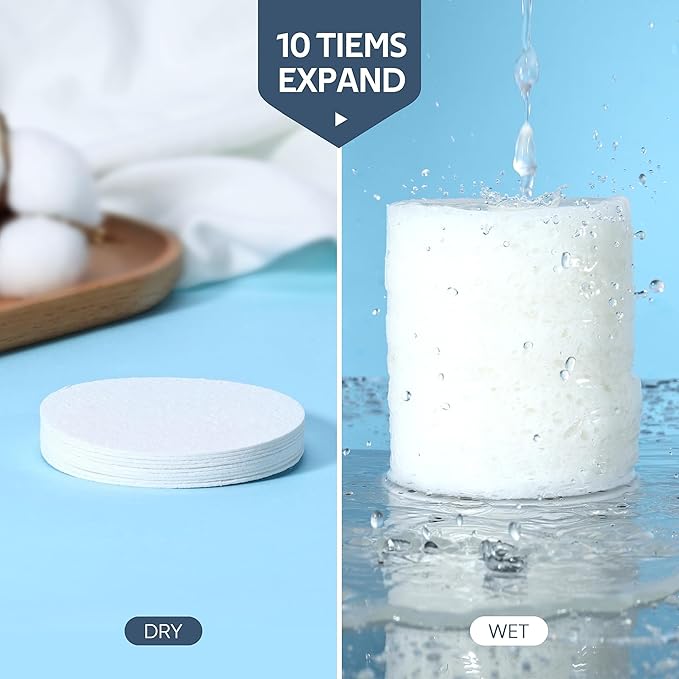 100PCS Compressed Facial Sponges, Cleansing, for Personal Spa Esthetician Use, White