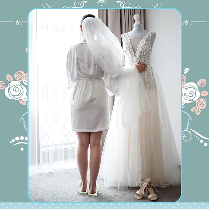 Bride To Be Gift Set - Makeup Bag, Slippers, Robe, Hair Clip - Wedding Gifts