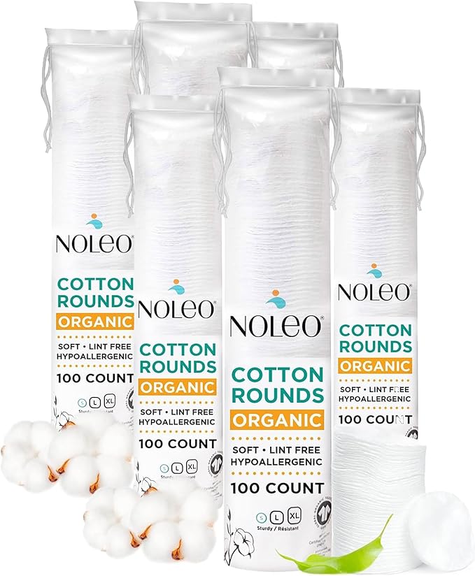 Organic Cotton Rounds Compatible with Makeup Products, Eye Makeup Remover Pads and Baby Wipes, Small, 600 Count - Noleo