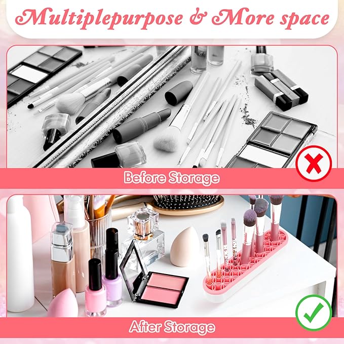 MAQUITA 4 Pcs Silicone Makeup Brush Holder Stand Multipurpose Cosmetic Travel Storage Box Painting Pen Brush Organizer Desktop Makeup Brush Drying Rack for Brush, Eyeliner Pencil Art (Multicolored)