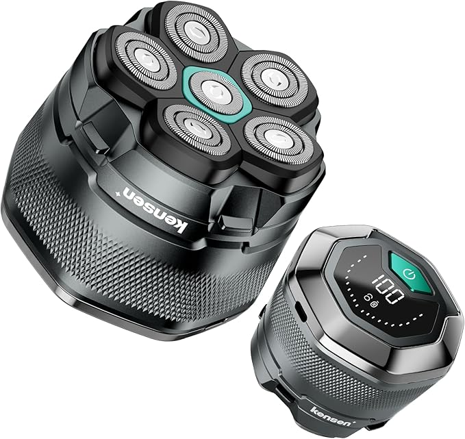 Head Shavers for Bald Men - kensen 6D Cordless Electric Razor, Waterproof Skull Shaver for Wet/Dry Use, LED Display, Type-C Charging, Close Shave - Easy to Clean, Perfect for Bald Heads and Face