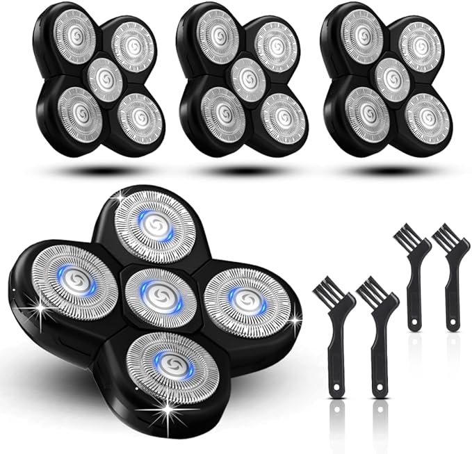 5 Blades Shaver Head Compatible With F*ee Bi*d for Bald Head, 5D Floating Electric Razor Replacement, Fits 5 Flexible Blades, Freedom Shaver Refills