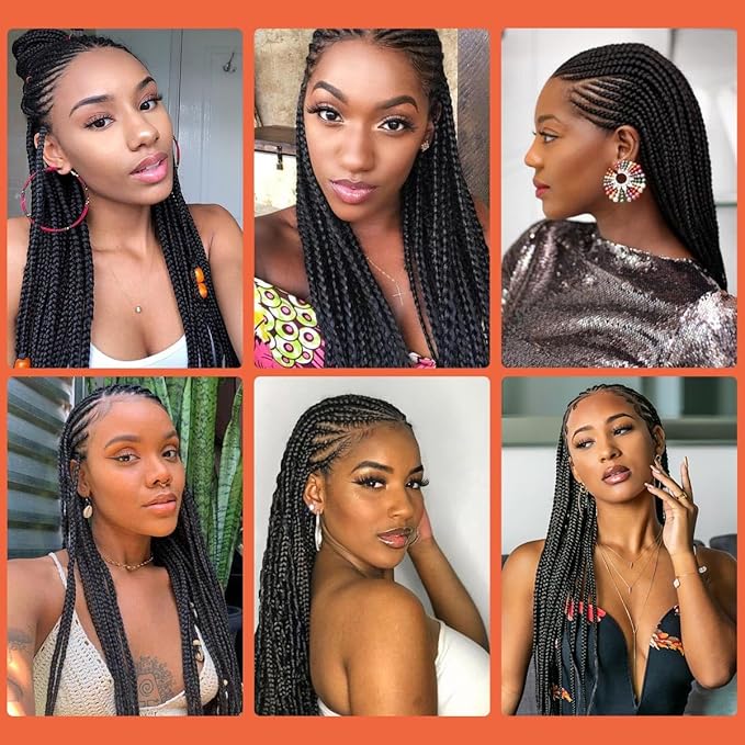 30 inch 13x8 HD Lace Front Box Braids Cornrow Wig for Black Women, Box Braided Lace Frontal Wig Pre Plucked with Baby Hair Cornrows Braided Lace Front Wigs