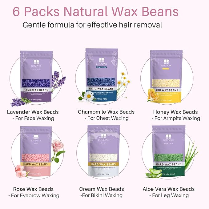 BLITZWAX Brazilian and Bikini Waxing Kit for Women, Hard Wax Warmer for Face, Legs, and Body, At Home Hair Removal Kit, Beginner Friendly, Quick Heating, Frost Reverb Digital Wax Pot