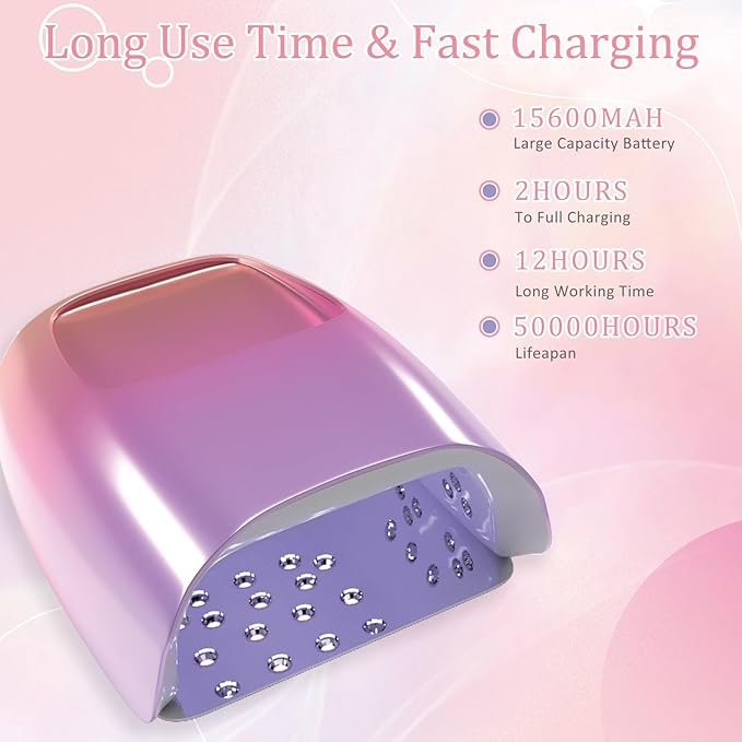 126W Cordless Rechargeable UV LED Nail Lamp,Professional UV Light for Gel Nails Gel Curing Lamp with 4 Timer Setting Auto Sensor, LED Nail Dryer for Fingernail and Toenail Home Salon