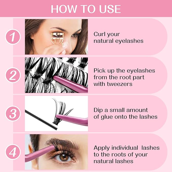 280 Pcs Individual Lashes, Lash Clusters 12-14-16-18 Mixed Cluster Lashes that Look Like Eyelash Extensions 30D+40D Mixed DIY Lash Extension Self Application At Home (30D+40D-D-12-18mix)