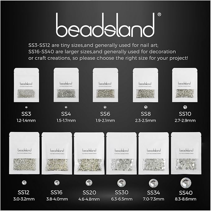 Beadsland 1440pcs Flat Back Crystal Rhinestones Round Gems for Nail Art and Craft Glue Fix, Luminous Purple, SS6, 1.9-2.1mm