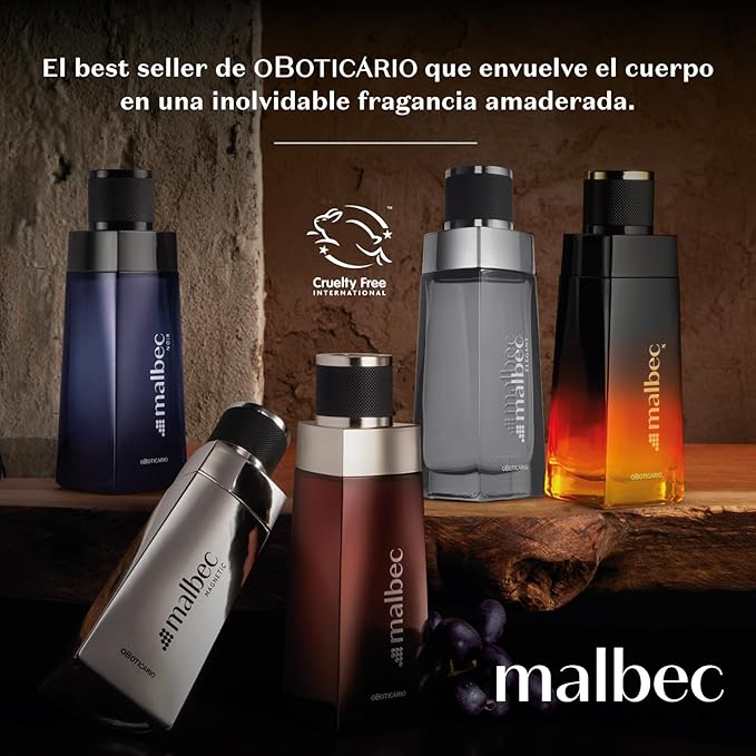 Malbec X Eau de Toilette By O Boticario, Cologne For Men, Long-Lasting Men's Fragrance, French Oak Barrel-Aged & Citrusy, Spicy Scent, 3.4 Ounce