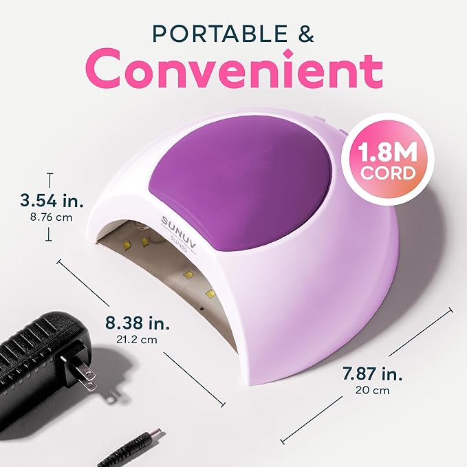 SUNUV UV LED Light for Nails, 48W Nail Dryer for Gel Polish with Auto Sensor, 33 LEDs 4 Timers Settings SUN2C Purple