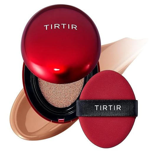 TIRTIR Mask Fit Red Cushion Foundation | Full coverage, Weightless, Skin fit, Satin Glow Finish, Korean Makeup Cushion Foundation (#34C Amber, 0.63 Fl Oz)
