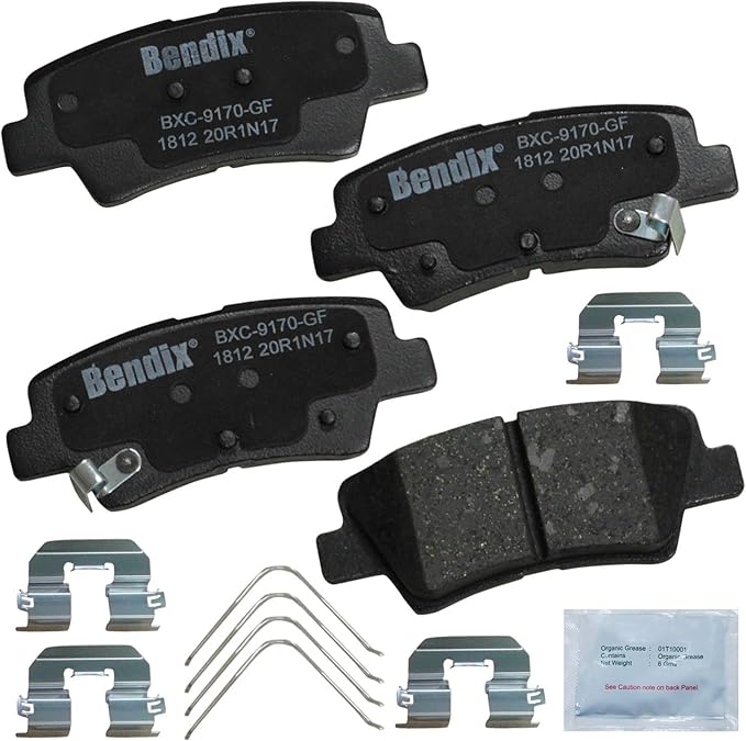 Bendix Priority1 CFC1812 Ceramic Rear Brake Pads for Select Models Hyundai Accent, Elantra, Elantra Coupe, Ioniq, Venue, Kia Niro, Optima, Rio, Rondo