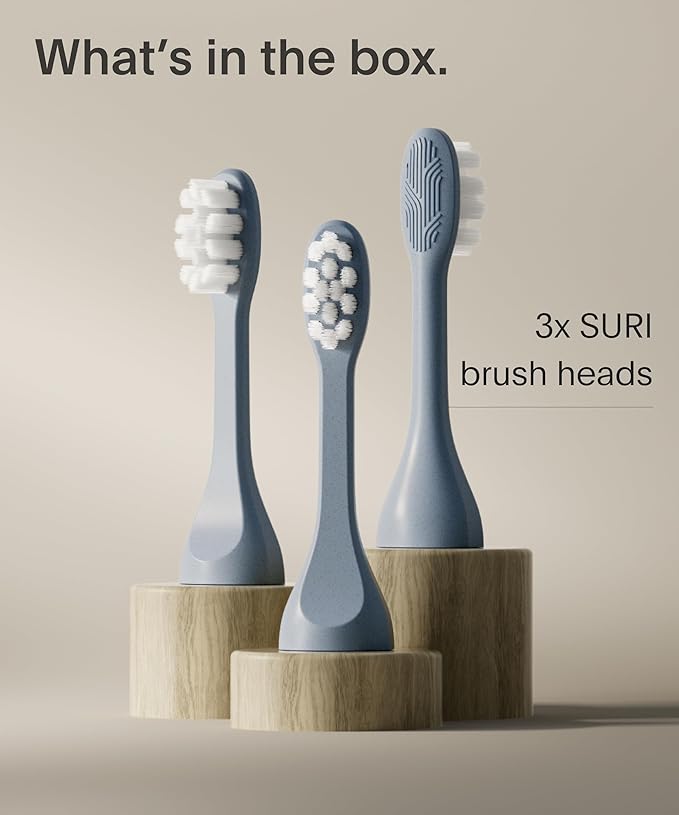 Recyclable Plant-Based, Electric Toothbrush Heads - Built-in Tongue Scraper, Long Lasting Replacement Heads | Compatible Only Sonic Electric Toothbrush - Morning Waves, Pack of 3