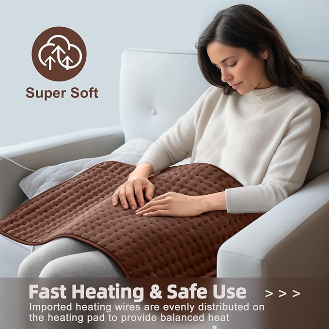 17x33 Heating Pad for Pain Relief | Ultra-Soft Microplush Fabric | 6 Adjustable Heat Settings (Moist & Dry) | Safe 2-Hour Auto Shut-Off | Perfect for Back, Neck, Shoulders | Great Gift Idea