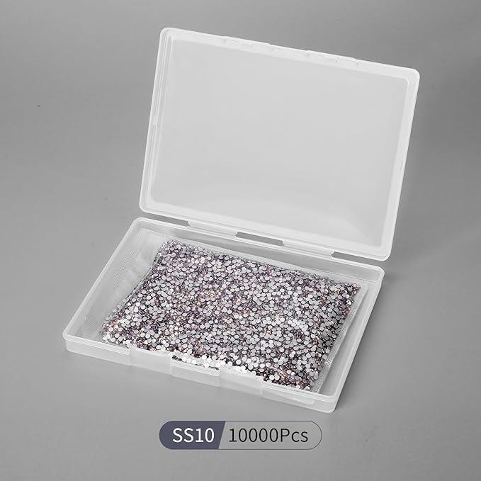 10000PCS Golden Shadow Rhinestones Bulk, Flat Back Crystal Glass Stone Round Gems,SS10, 2.7-2.9mm