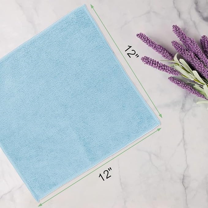 Washcloths Bulk - 100 Pack - Face Towel (12" x 12"), Highly Soft Wash Cloth and Hand Towels, Fast Drying Multi-Purpose Microfiber Cleansing Cloths for Bathroom, Hotel, Spa, and Salon - Blue
