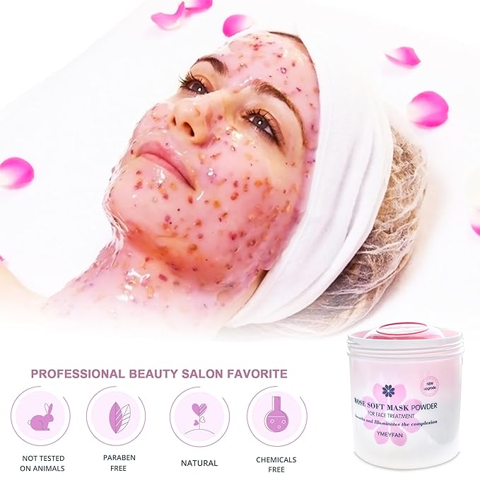 Jelly Mask for Facials Professional Skin Care - Rose Gel Peel Off Face Mask Skincare for Smooths, Hydrating Spa Esthetician Jelly Facial Mask, 7oz with Mask Tool