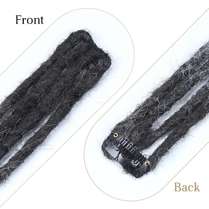 20 Strands 5 Clips In Dreadlock Extensions, 24 inch Gray to White Synthetic Clip In Dreads Extensions for Woman