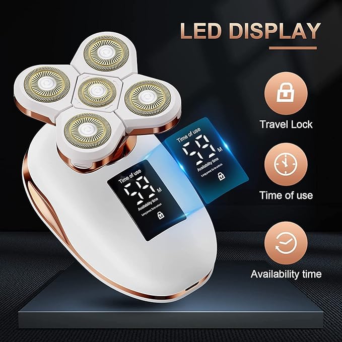 2-in-1 Electric Razors for Women, Wet/Dry 5D Razor & Hair Trimmer with USB Adapter & Charging Cable,5D Rechargeable Rotary Shaver with Lithium-Ion Battery, Water Resistant Grooming Kit