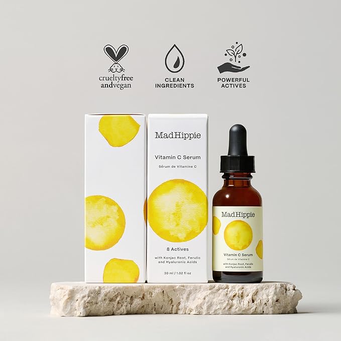 Mad Hippie Travel Face Serum Set – Skin-Brightening Vitamin C + Firming Super A Retinol, Day & Night Dual Pack, 0.5 Oz Ea