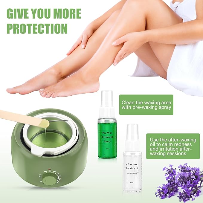 Waxing Kit - TIKESI Wax Warmer for Hair Removal, Hard Wax Kit with 14oz 5 Bags Hard Wax Beans for Full Body, Legs, Face, Eyebrows, Bikini, Brazilian Waxing Kit for Women Men