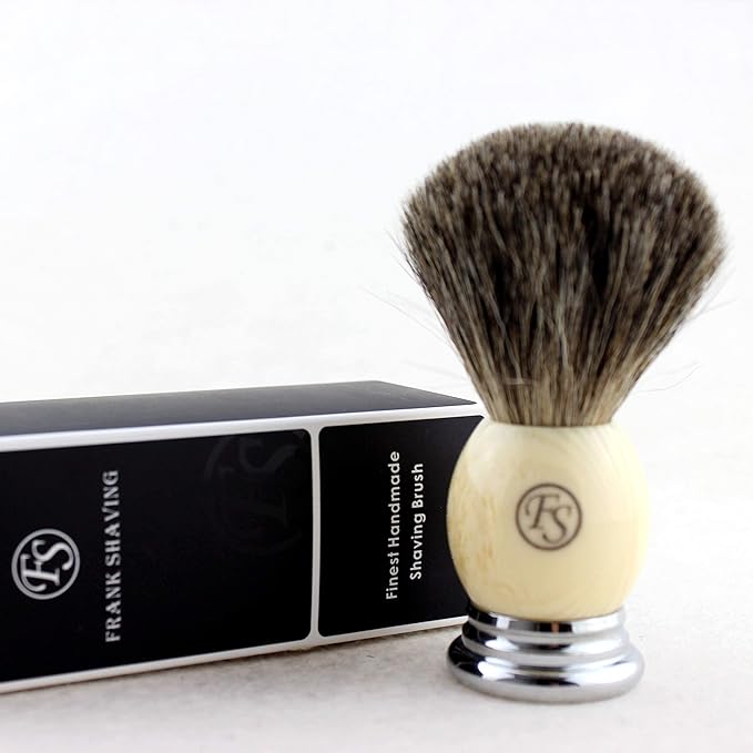 Pure Badger Shaving Brush,Frank FS shaving Chrome Metal Base Shaving Brushes for Men Personal and Professional Shaving in a Gift Box(Knot Size 20mm)