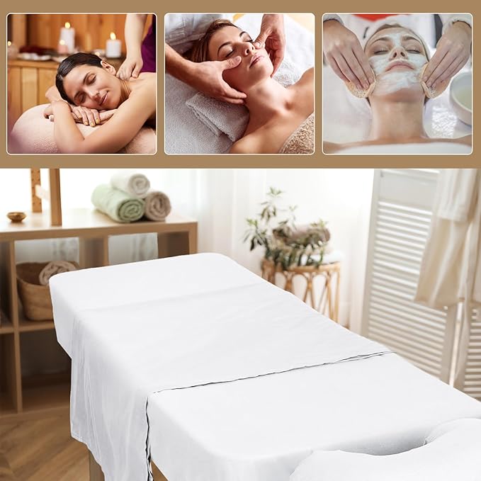 12 Pcs 4 Sets Premium Microfiber Massage Table Sheet Set, Include Massage Table Cover, Massage Fitted Sheet, Massage Face Rest Cover for Beauty Salon Spa Hair Salon, White