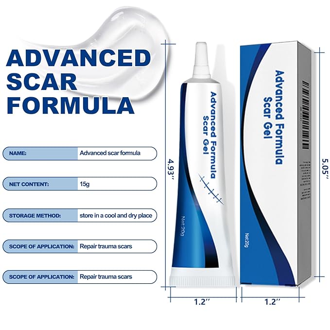 Advance Scar Gel, Scar Cream, Advanced Formula Scar Gel for Old & New Scars, Surgical Scars, Face, Body, Leg, Burns, Acene, C-Section, Stretch Marks, Keloids, Scar Removal for Adults & Kids