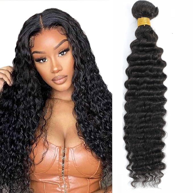 12A Brazilian Deep Wave Human Hair Single Bundles 24" 100g Pineapple Deep Wave Bundles 100% Unprocessed Virgin Remy Hair Bundles Deep Curly Human Hair Weft for Black Women Natural Color