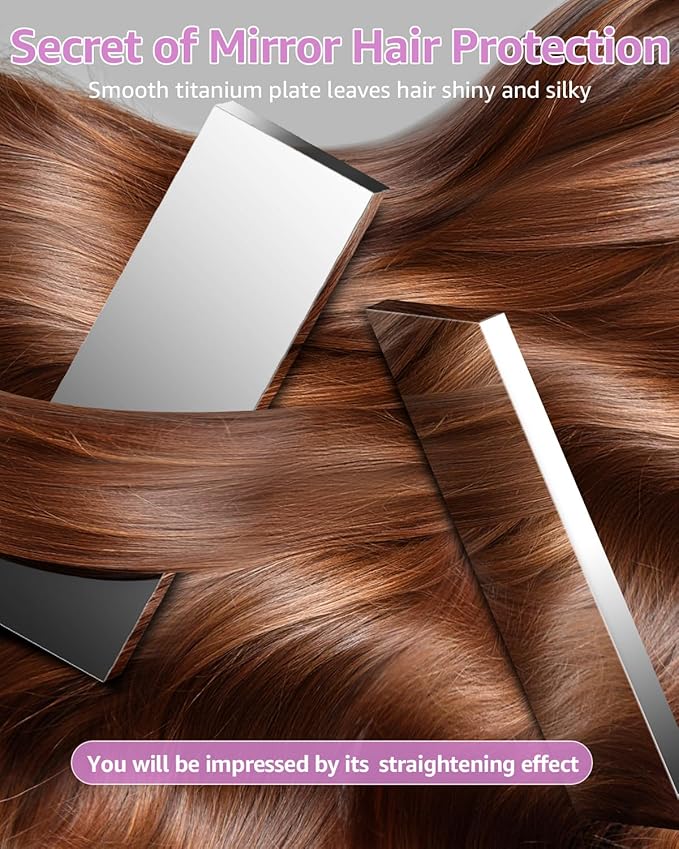 7MAGIC Nano Titanium Hair Straightener, 1.7" Wide Flat Iron for All Hair Types, Flat Iron Hair Straightener with 5 Temp, Hair Iron with Dual Voltage, Straightening Iron for Fast Straightening, Purple