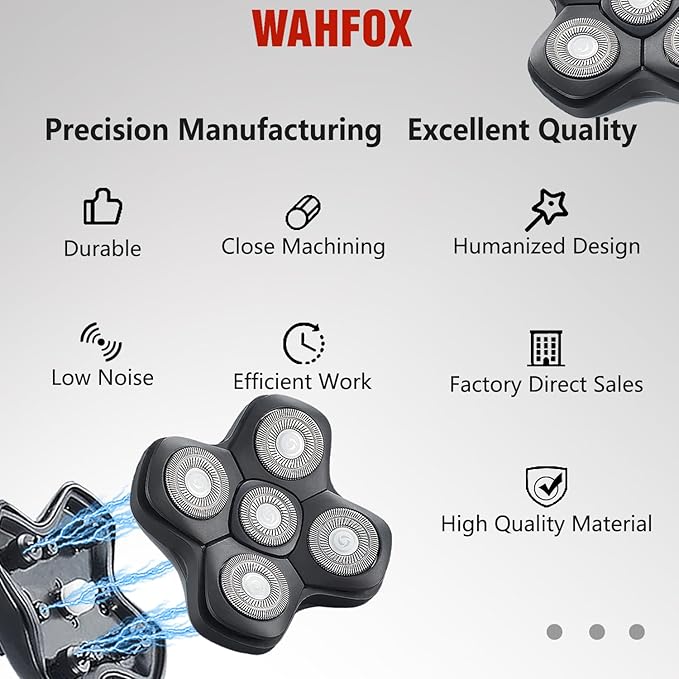 Universal 5 Blades Magnetic Head Shaver Replacement Blades Compatible with MANSCAPED The Dome Shaver 5 Blade Head Shaver Replacement Heads