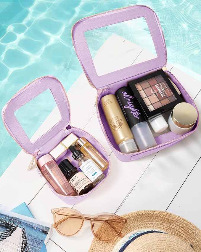 Clear Makeup Bag, Small Makeup Bag TSA Approved Toiletry Bag Cosmetic Travel Bag Cute Makeup Bag Organizer Makeup Case Pouch Car Essentials for Women Men