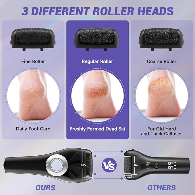 Upgraded Rechargeable Foot Callus Remover, Professional Electric Foot File, 10 in 1 Pedicure Tools Foot Care Kit Pedi Feet Care for Dead, Hard Cracked Dry Skin Ideal Gift (Black)