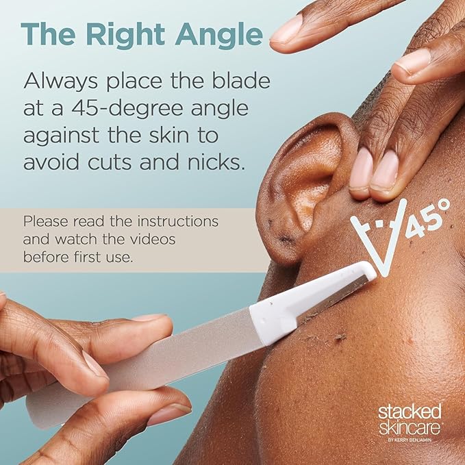 StackedSkincare Dermaplaning Face Exfoliating Tool, Professional-Grade Razor to Remove Dead Skin and Peach Fuzz, Includes 1 Aluminum Handle and 1 Razor Head (Non-Electric)