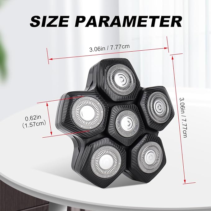 3 Pack 6D Magnetic Head Shaver Replacement Blades, Head Electric Razor Replacement Heads Compatible with Muti modes Shaving Blades Shaver for Bald Men with 3 Cleaning Brush, by Plantarecover