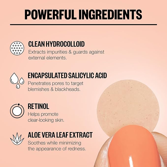 PEACE OUT Acne Healing Dots Helps Clear Blemishes Overnight, Fast Acting Hydrocolloid Pimple Patches for Breakouts with Salicylic Acid, Retinol and Aloe Vera, Award Winning Skincare Solution 40 Count