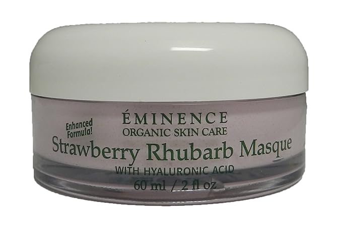 Eminence Organic Skincare Strawberry Rhubarb Masque with Vegan Friendly Hyaluronic Acid, 2 Fluid Ounce