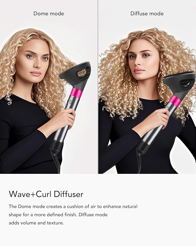 Wave+Curl Diffuser for Dyson Airwrap Styler, Upgraded Diffuser Nozzle Attachment for Dyson Airwrap HS01 HS05 HS08 for Wavy Curly or Coily Hair Type