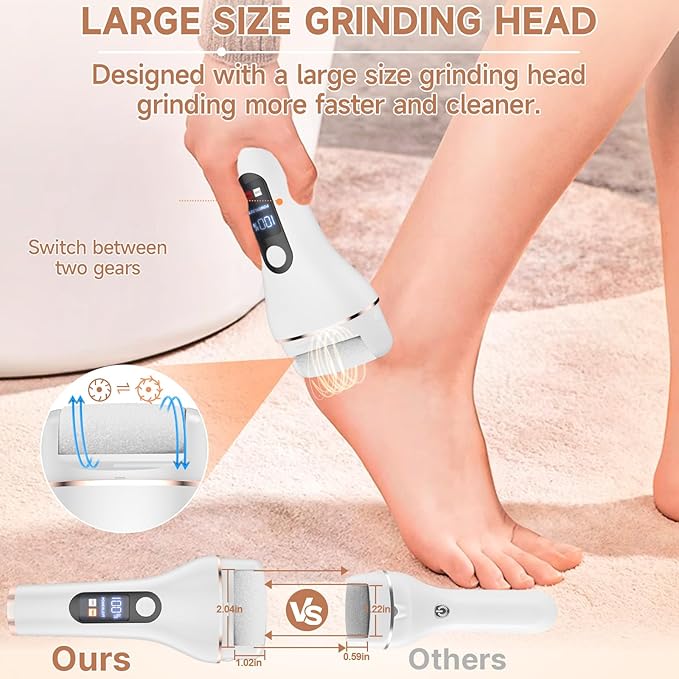 AdamPark Electric Callus Remover for Feet,Rechargeable Portable Electronic Foot File Pedicure Kits,Professional Waterproof Pedi Feet Care Tools Wet&Dry Foot Scrubber File Perfect for Hard Cracked Skin