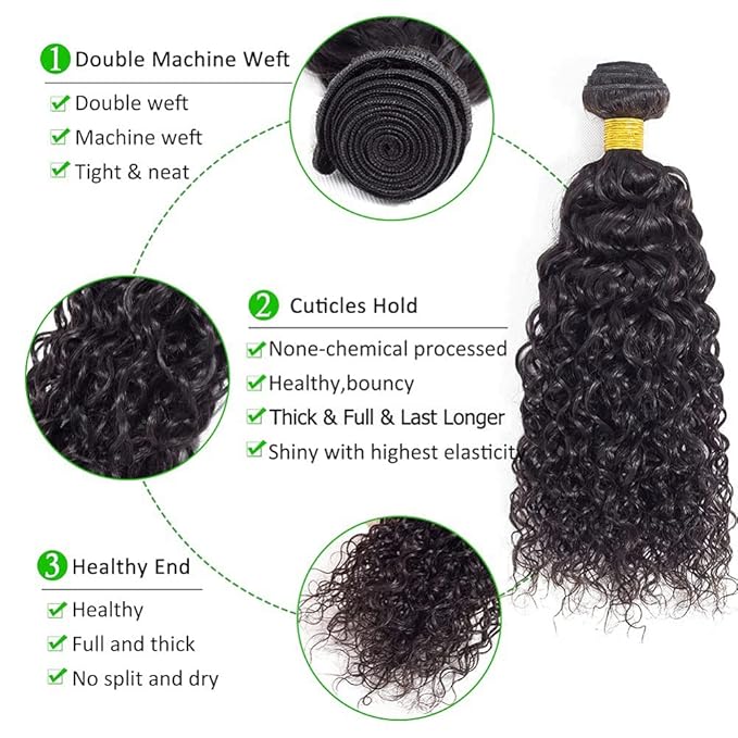 #1B Curly Hair Bundles Color 1B Kinky Curly Human Hair Bundles 8a Grade Double Weft Weave Extensions Wet and Wavy Soft Silky for Black Women 24 26 28 Inch