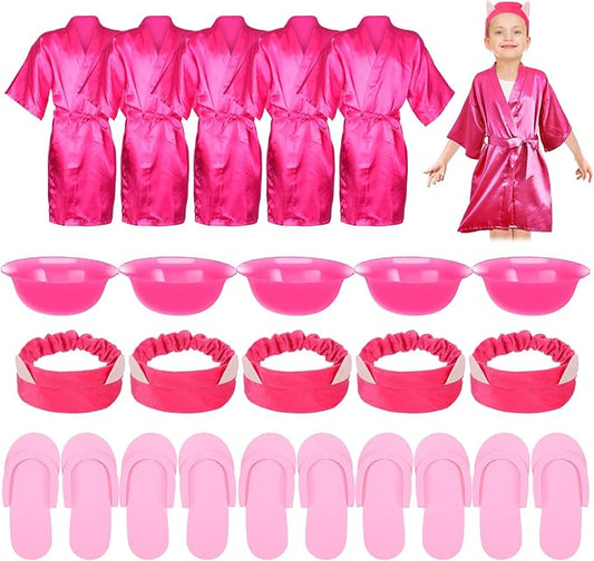 20 Pcs Spa Party Supplies Include Kimono Robe Spa Headband Disposable Foam Pedicure Slippers Mask Washbasin for Salon Pedicure Washing Shower, Size 10