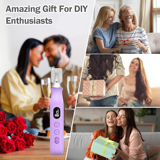 Cordless Electric Nail File Set, 10 Speeds Professional Manicure Pedicure Kit with LED Light & LCD Screen, Portable Nail Drill for Natural & Acrylic Nails, Human & Pet Thick Toenails (Purple)